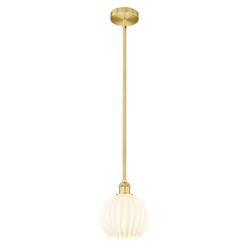 Luminaire suspendu 12 po Edison White Venetian, H 9,5 po x l 8 po x P 8 po, Or satiné