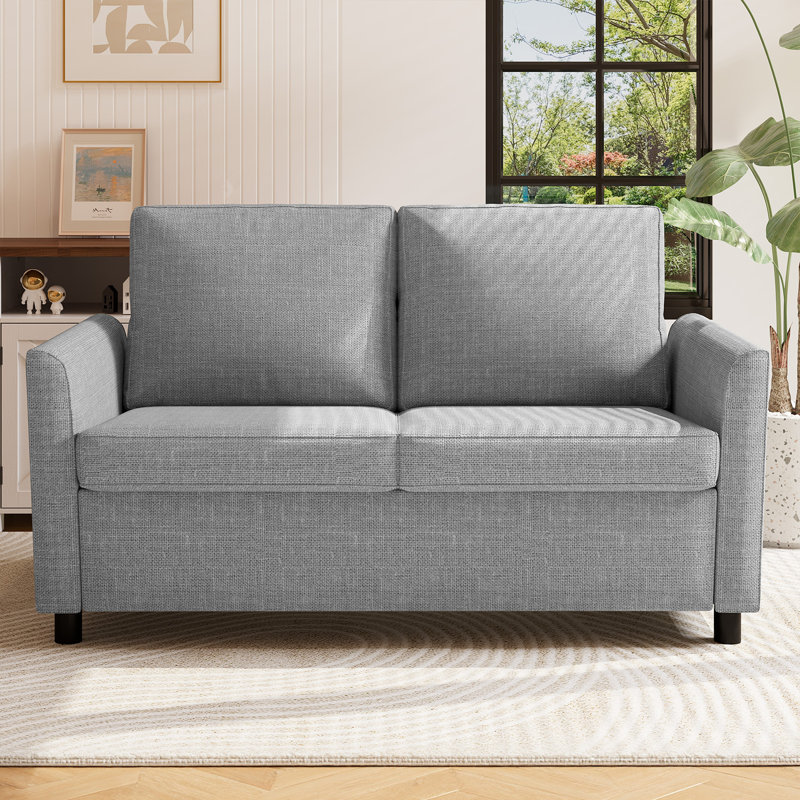 2 Seater Linen Loveseat, Light Grey