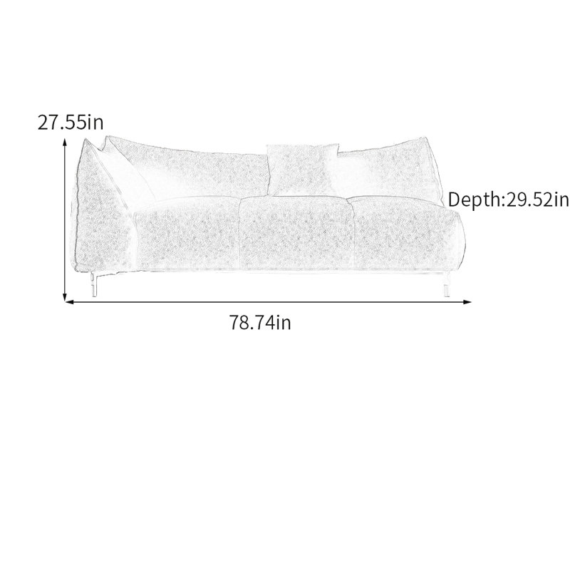 Chaise longue en flanelle de luxe en bois massif, Gris, Orienté à gauche (vu de face)