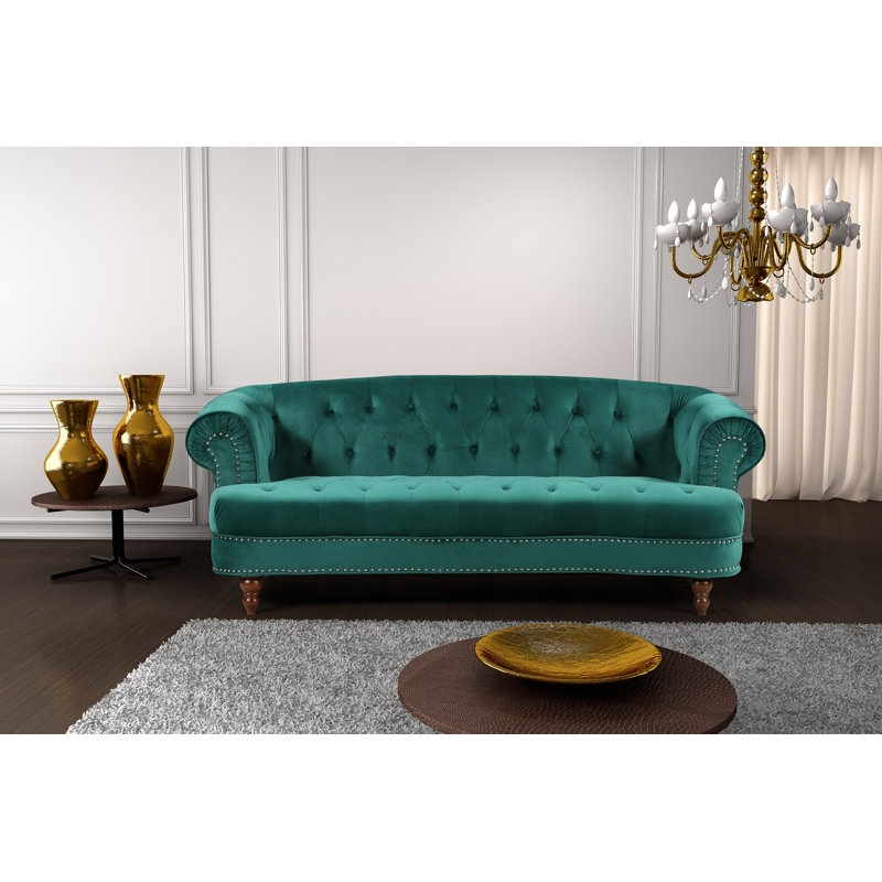 Lambdin Velvet Sofa, Green, 31.89" H x 81.89" W x 35.04" D