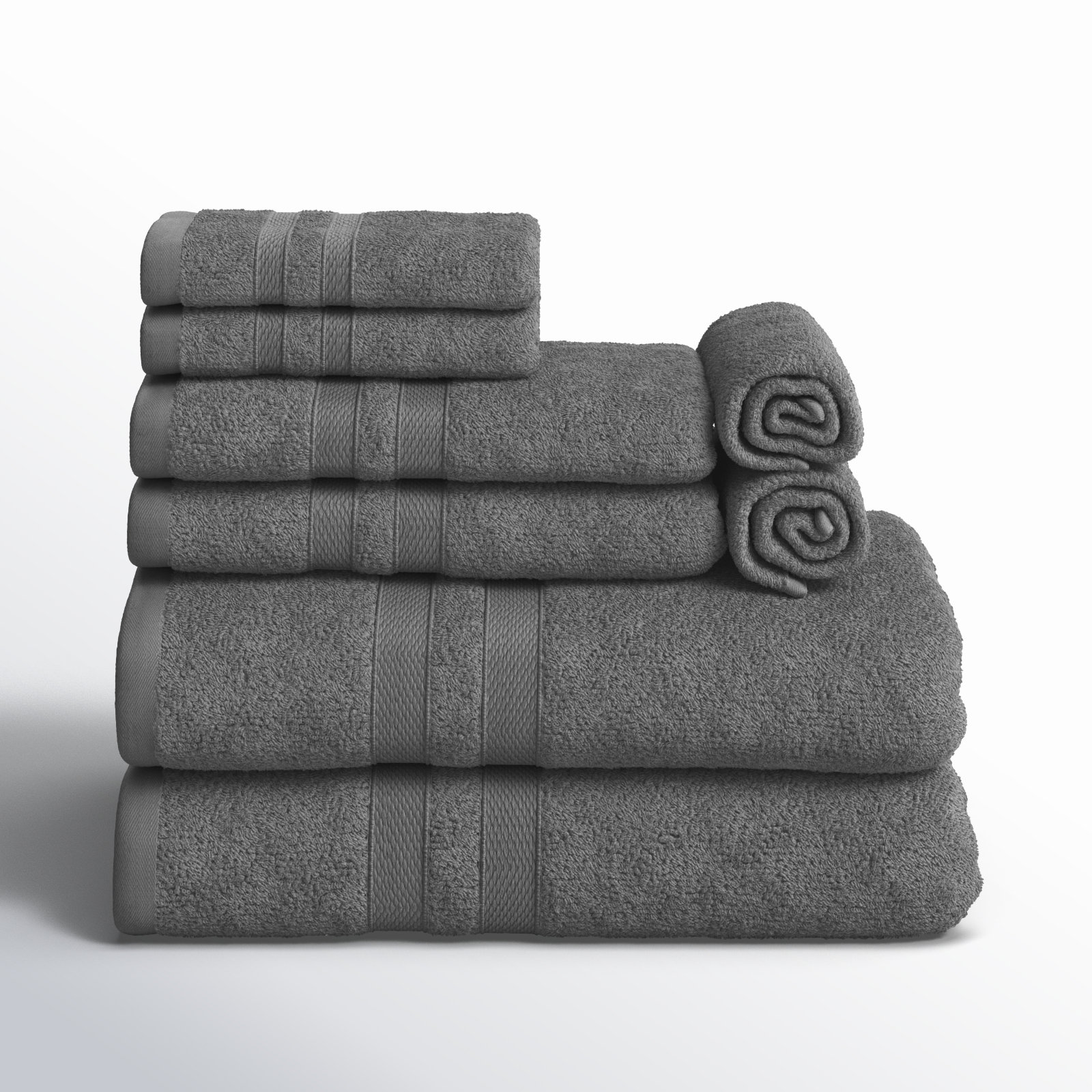 8-Piece Quick-Drying Cotton Towel Set, Charcoal