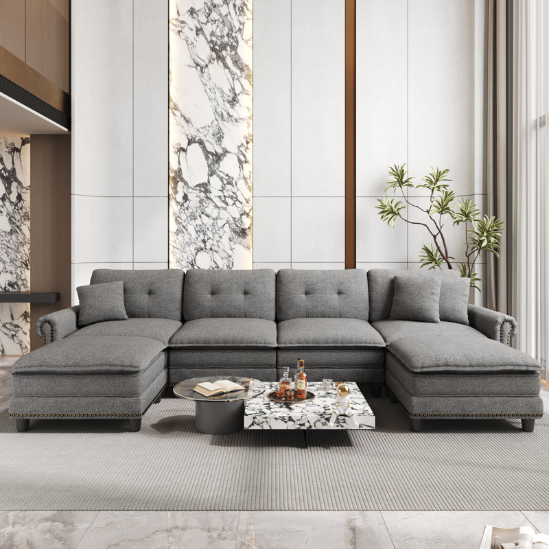 Sectional, 88cm H x 380cm W x 85cm D, Grey