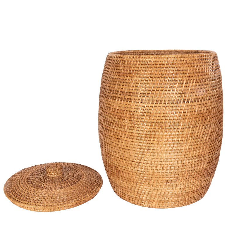 Hand Woven Laundry Hamper, Honey Brown