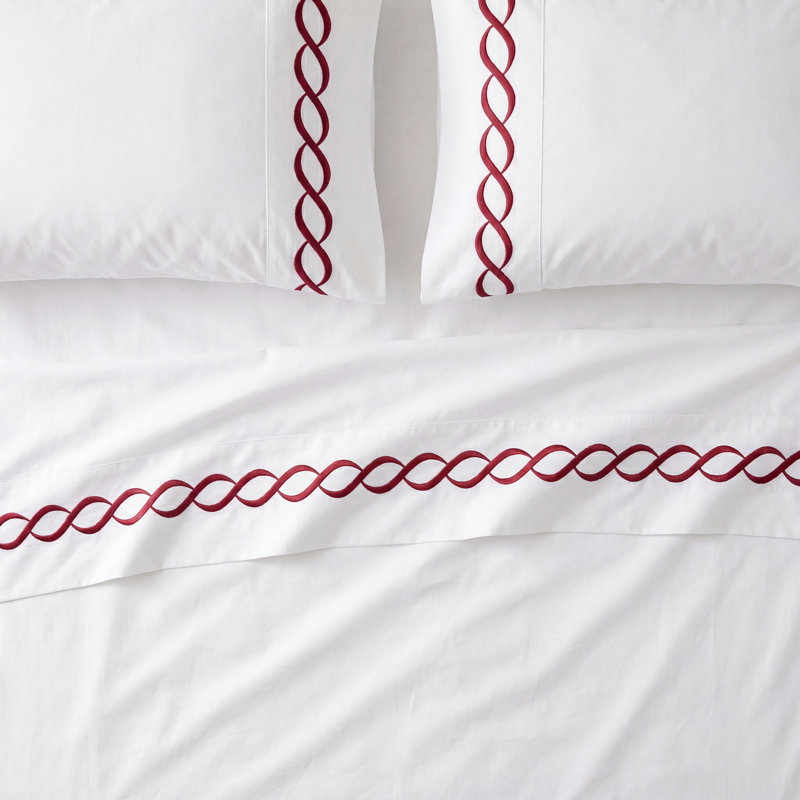 Calissa 100% Cotton - Set of 2, Standard Pillowcase, White/Blue