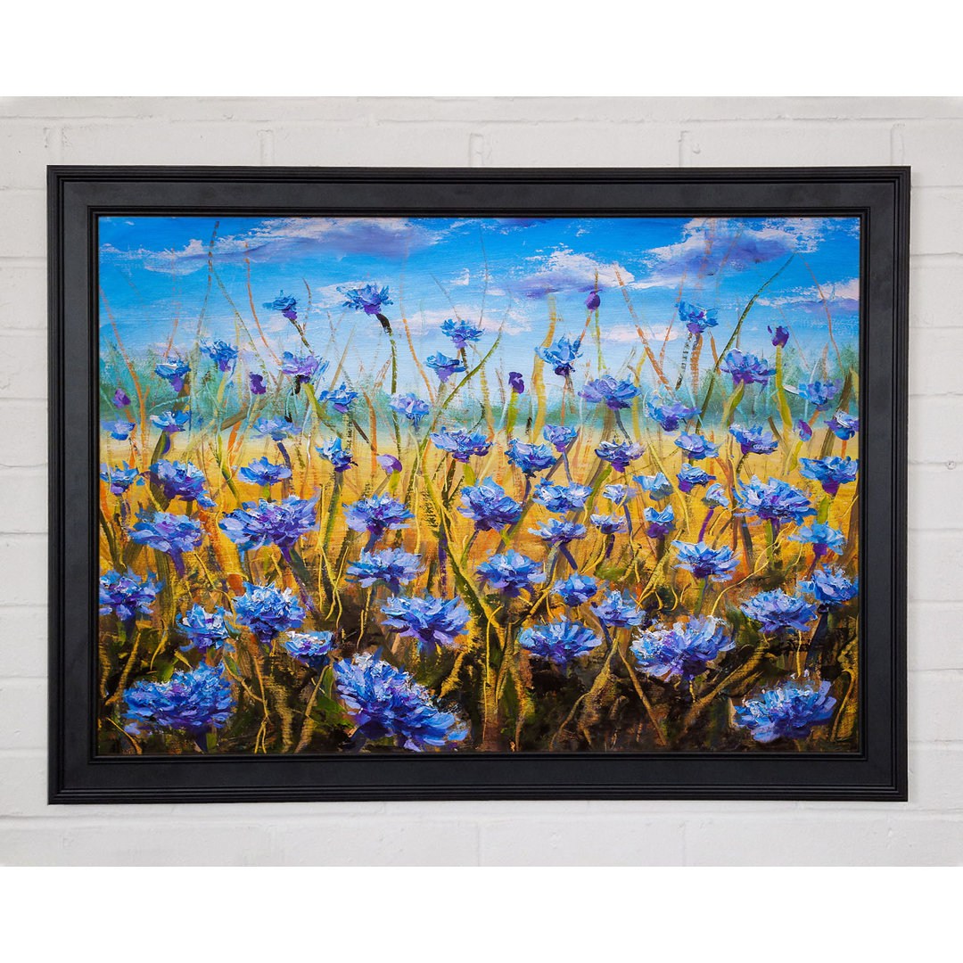 Winzige blaue Blumen auf dem Feld - Druck