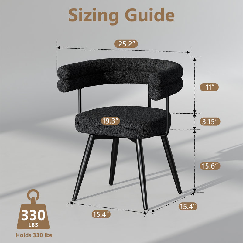Chaise de salle à manger rembourrée Boucle avec siège pivotant (ensemble de 2), Noir