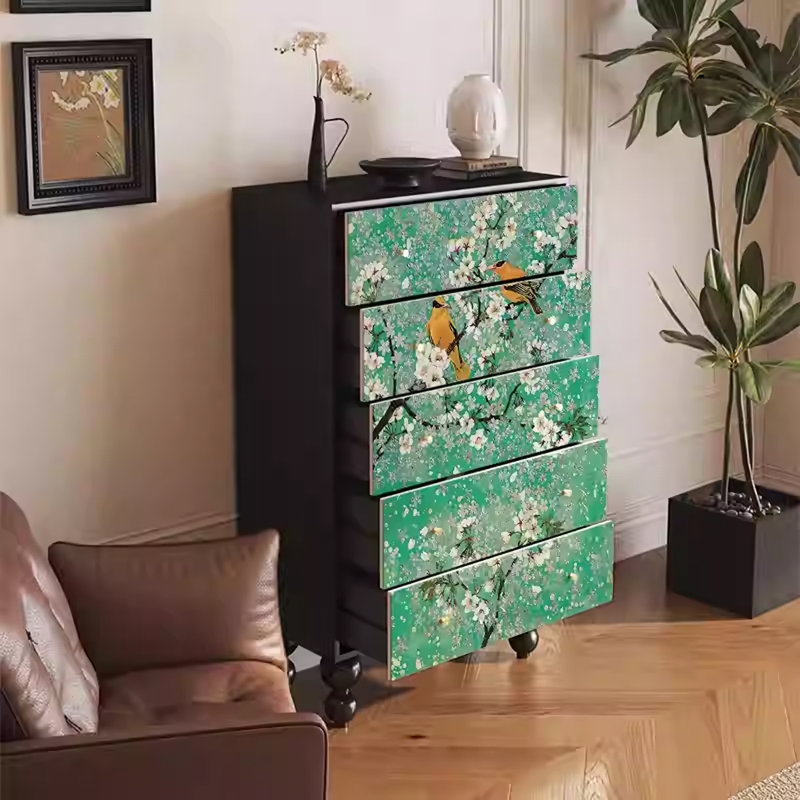 Armoire de rangement en bois de frêne avec 5 tiroirs