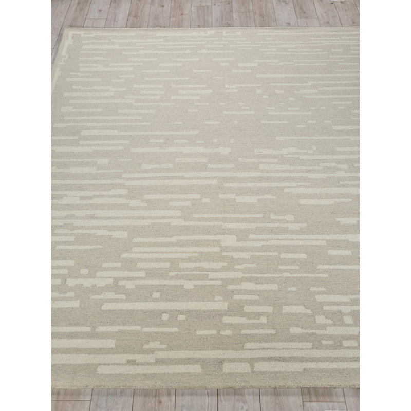 Exquisite Rugs Carmel Handmade Hand-Tufted New Zealand Wool On Canvas Silver/Ivory Area Rug, Rectangle 12' x 15'