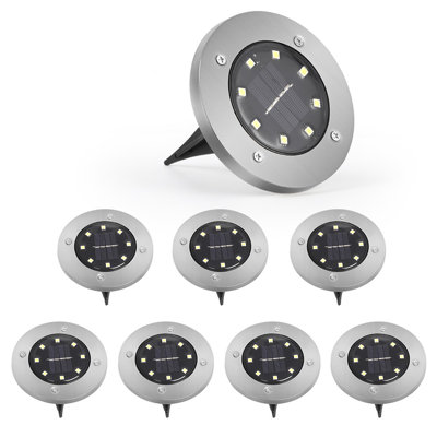 Paradise By NEX Satin Solar Powered Integrated LED Metal Pathway Light Kit