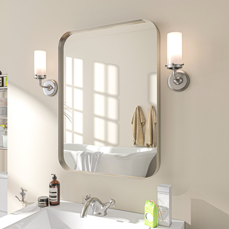 Metal Rectangle Mirror, 22" x 30", Silver