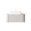 Meuble-lavabo de 36 po avec armoire incurvée flottante, lavabo rectangulaire en céramique blanche, pierre frittée, tiroir en contreplaqué à rayures 3D, pré-assemblé pour les tracas, comptoir en pierre et facile à installer