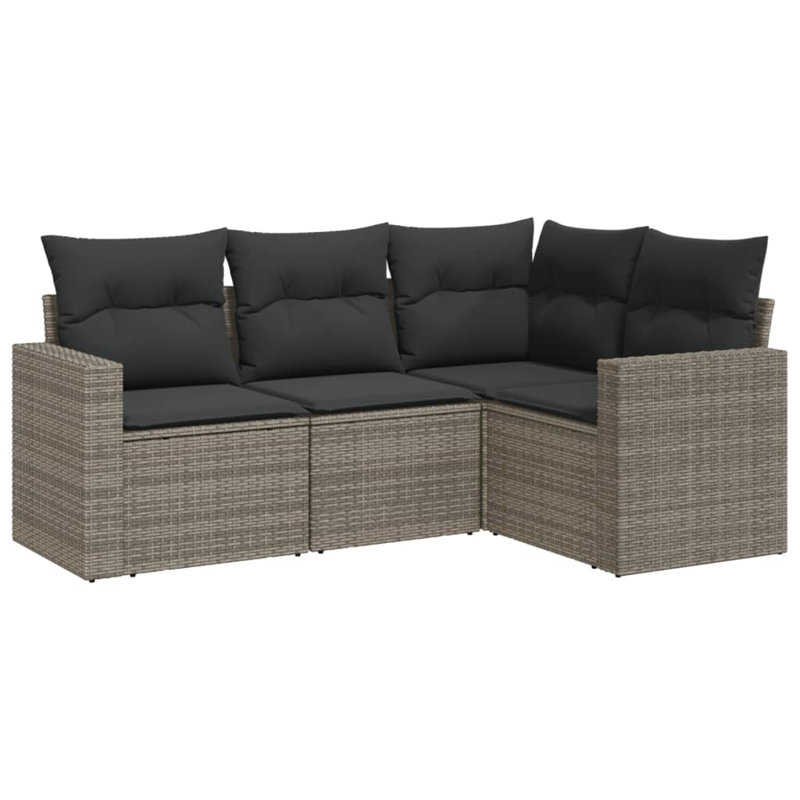 Ensemble de canapé de jardin Vidaxl PE rotin gris, acier thermolaqué, polyester