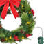 Couronne de Noël 24 pouces pré-éclairée, couronne de porte d'entrée artificielle avec minuterie de 50 lumières DEL, pommes de pin, baies rouges, feuilles de houx, décoration de vacances d'hiver pour mur de fenêtre de cheminée