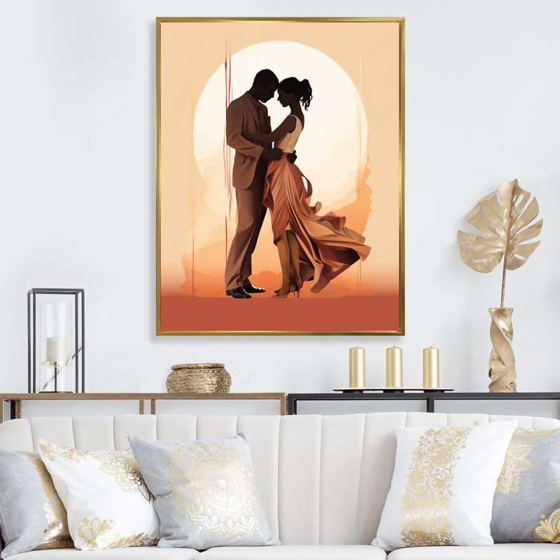 Peach Dance Quiet Ensemble I - Impressions sur toile, H 44 po x l 34 po x P 1,5 po, Cadre flottant doré