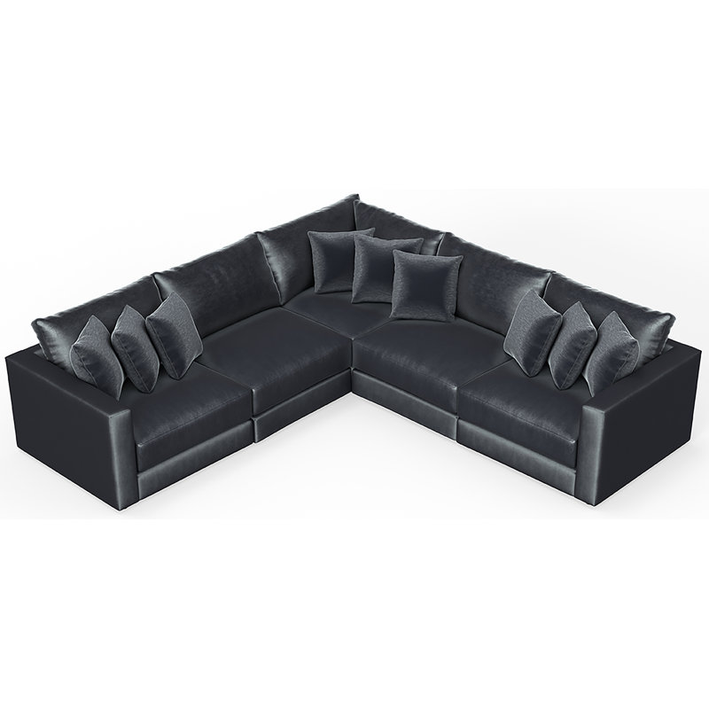 Rondale Five Piece Plush Extra Deep Sectional, Gray Polyester Blend
