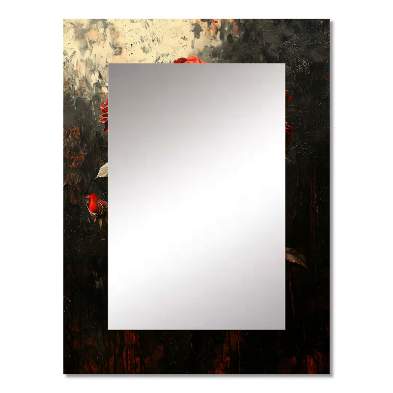 Abstract Dark Gothric Roses Bouquet II - Roses Unique Wall Mirror, Modern Mirror, Printed Metal Art, 32" x 24"