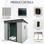 Remise spacieuse en métal de 6 pi x 5 pi pour le patio - Rangement de jardin rouillé et de 6 pi x 5 pi avec ventilation-125662297
