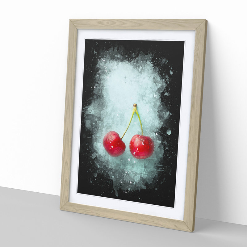 Two Cherries - Framed Print, 65cm H x 48cm W x 2cm D, Oak