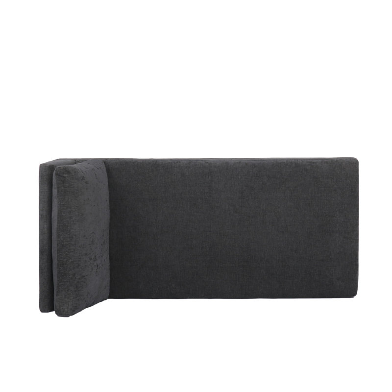Chaise longue sans accoudoirs touffetée, Tissu noir