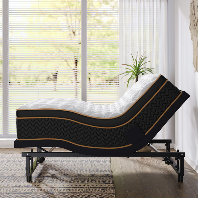 3-Side Guard Adjustable Bed with 12" Hybrid Mattress and Wireless Remote, Zero Gravity, Snoring Relief,Medium Firm, King