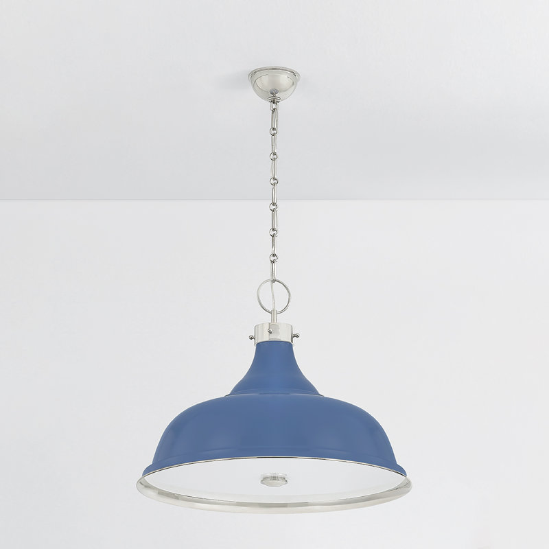 Luminaire suspendu peint n ° 1 par Mark D. Sikes, Nickel poli, Bleu français doux