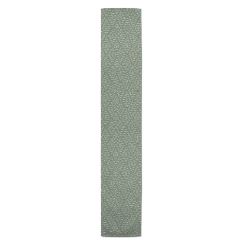 Doster Table Runner, 90" x 16", Sage Green, Geomestric 1