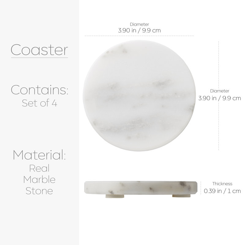 Ensemble de 4 sous-verres en marbre naturel Galateo Marmo