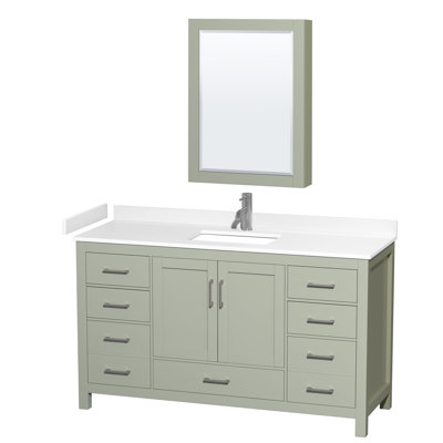 Sheffield 60" Freestanding Single Bathroom Vanity with Cultured Marble Top with Medicine Cabinet