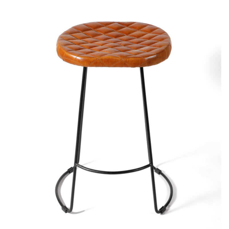 Adamsen Upholstered Counter Stool with Metal Frame, Tan