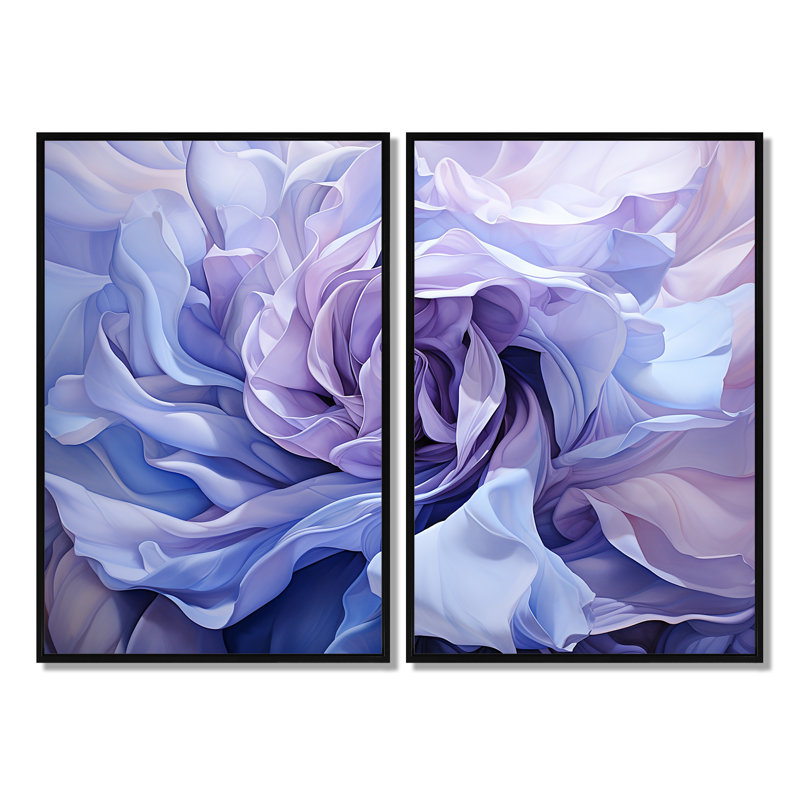 Twist lavande rose - 2 impressions sur toile rose moderne, Noir, H 36 po x l 48 po, Impression encadrée flottante