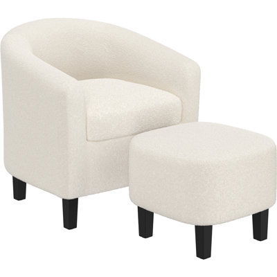 Upholstered Barrel Chair with Ottoman