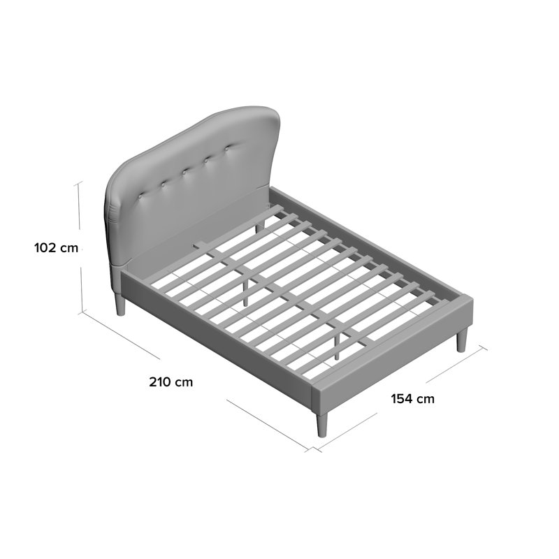 Johnny Upholstered Bed, Double (4'6), No Mattress
