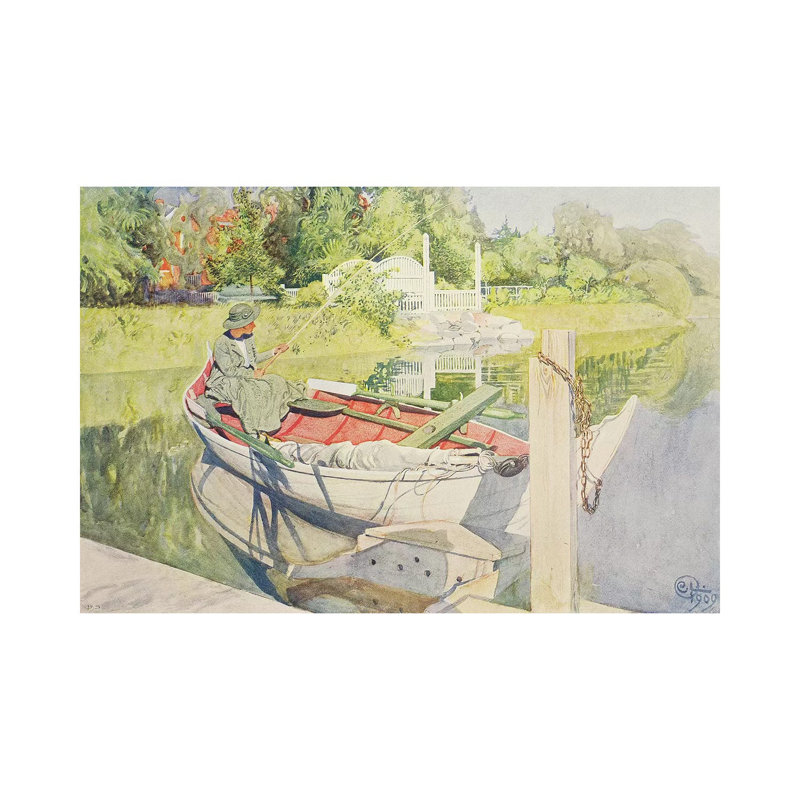 Fishing, 1909 by Carl Larsson - Wrapped Canvas Painting, 20.32 cm H x 30.48 cm W