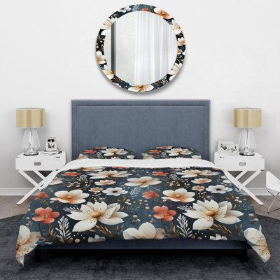 Ensemble de housse de couette à motif floral rustique blanc