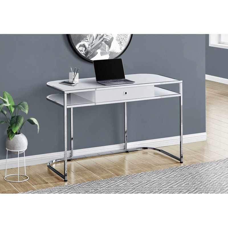 Bureau, bureau d'ordinateur, bureau personnel, ordinateur portable, tiroirs de rangement, travail, stratifié, métal, contemporain, moderne