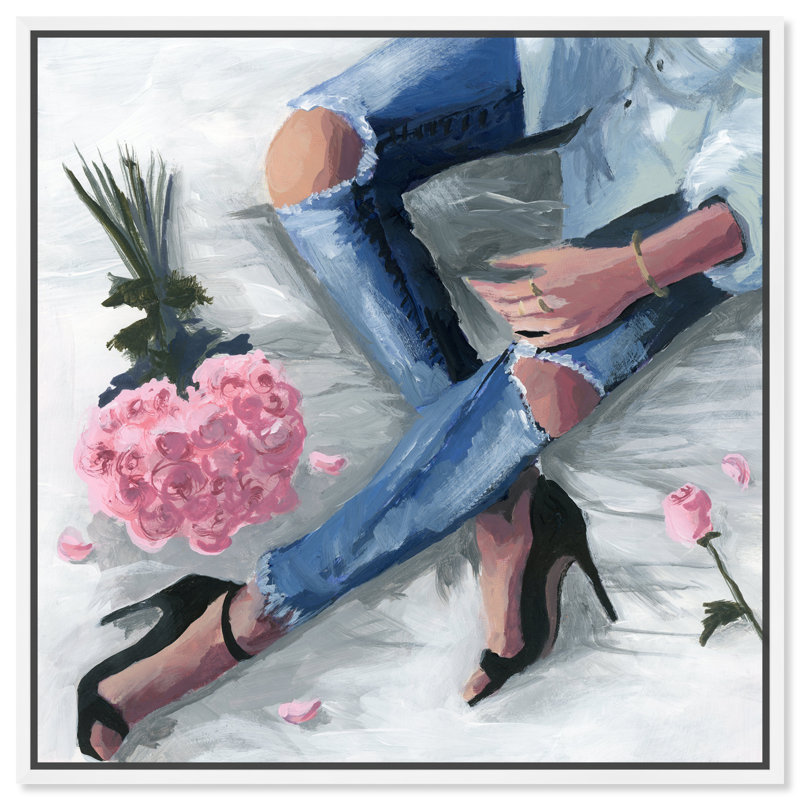 Romantiques jeans - Impression sur papier, H 16 po x l 16 po x P 1,5 po, Blanc