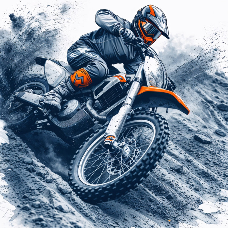 Coussins décoratifs Motocross Rider Action, 26 x 26 pouces, Orange foncé et gris anthracite