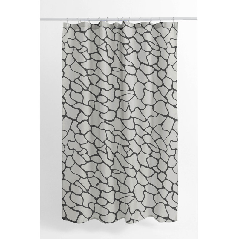 Patch Play Ultra-Thin Lightweight Shower Curtain, Ivory/Charcoal