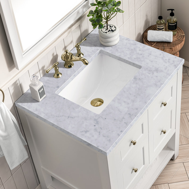 Breckenridge 30'' W Single Vanity, Bright White, Carrara White, 8" Widespread