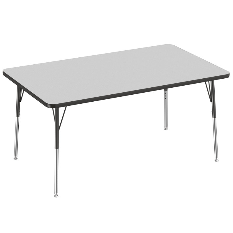 Table d'activité rectangulaire à hauteur réglable en forme de T, Gris / Noir, Roulement pivotant standard, 36 po x 60 po