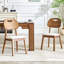 Chaises de salle à manger en bois massif avec coussins en polyuréthane blanc et dossiers creux-129028300