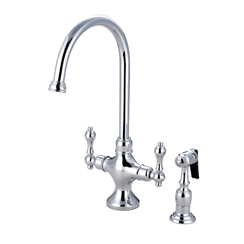 Robinet de cuisine à poignée double, Polished Chrome