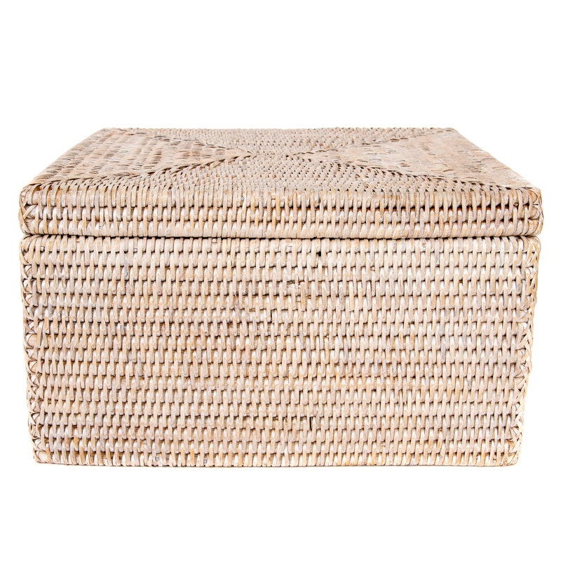 Boîte de rangement avec couvercle Arine, Blanc délavé