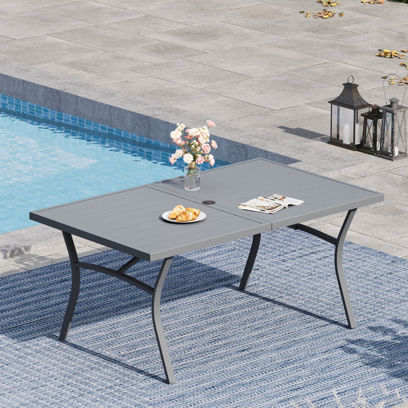 Table de salle à manger rectangulaire pour l'extérieur, Gris