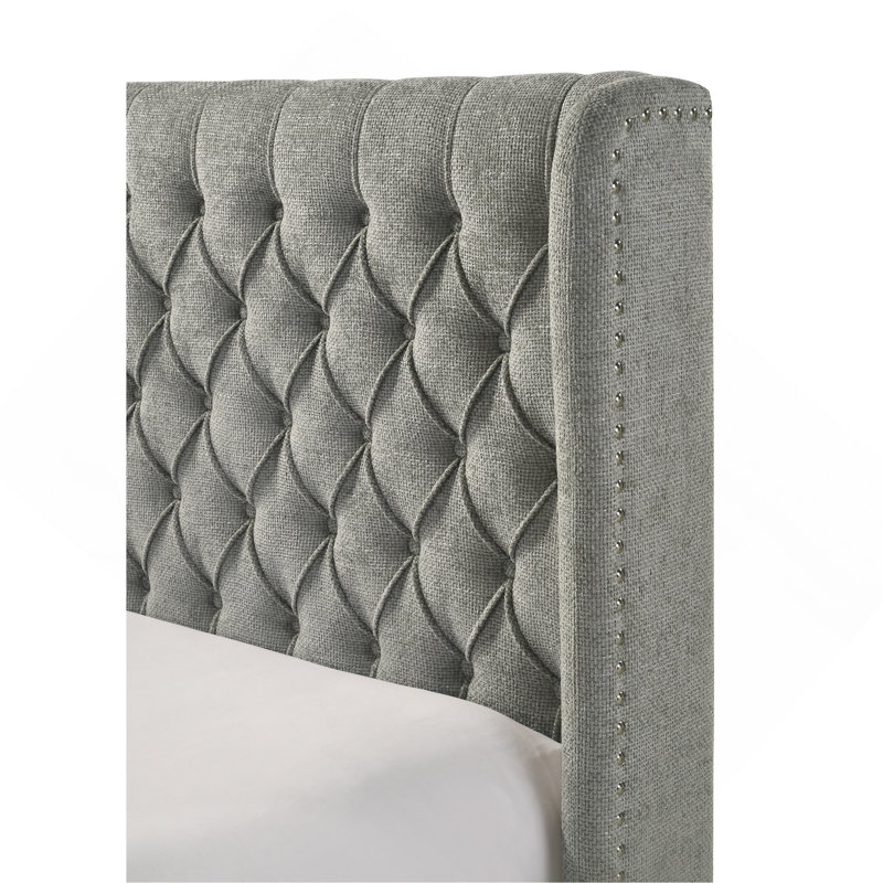 Tête de lit tapissier 1pc, Gris, Grand lit