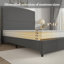 Structure de lit avec tête de lit haute de 56 po, lit plateforme tapissier Boucle avec garniture cloutée, tissu doux, aucun sommier tapissier requis, assemblage facile-1059445098-1059445100