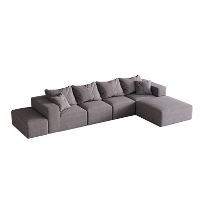 Modular Sectional Sofa L Shaped Sofa Couch With 6 Pillows