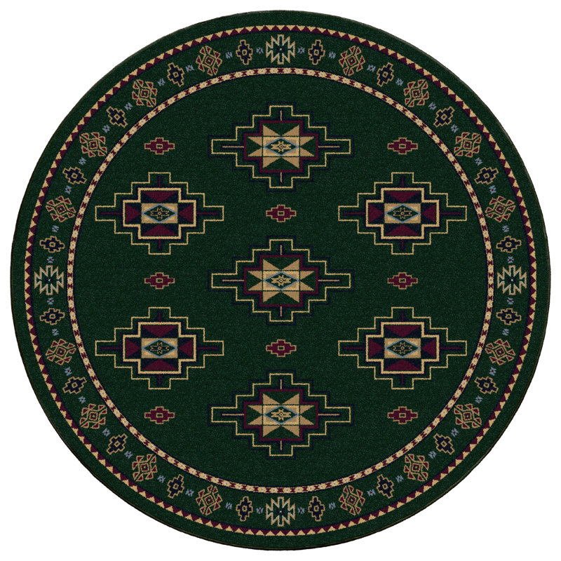 Tapis émeraude Alminus Signature Star, Rond 7 pi 7 po