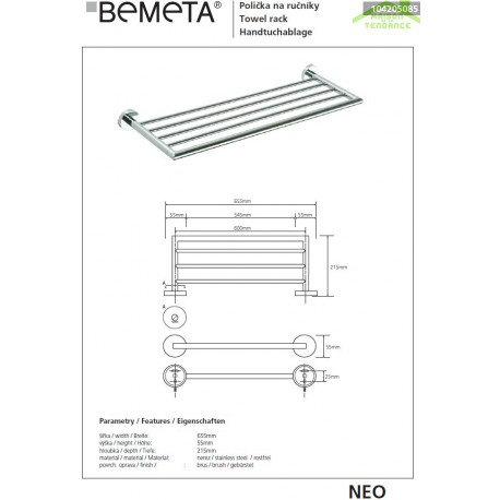 65.5 cm L Wall Mounted Towel Rack