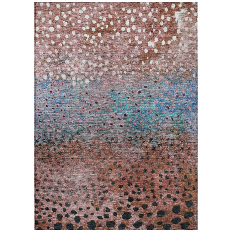 Tapis d'extérieur lavable abstrait 10 pi x 14 pi bleu et noir en terre cuite